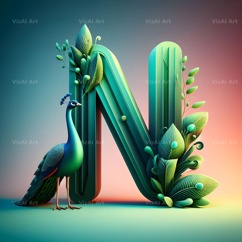 Peacock alphabet letter N