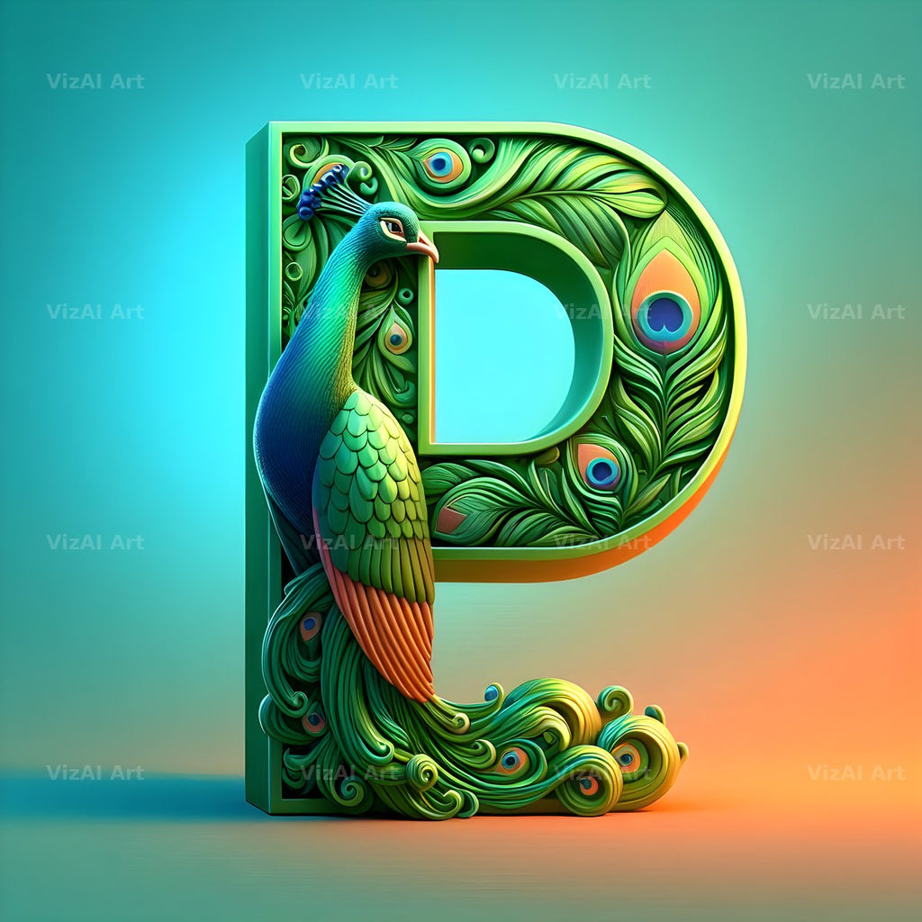 Peacock alphabet letter P