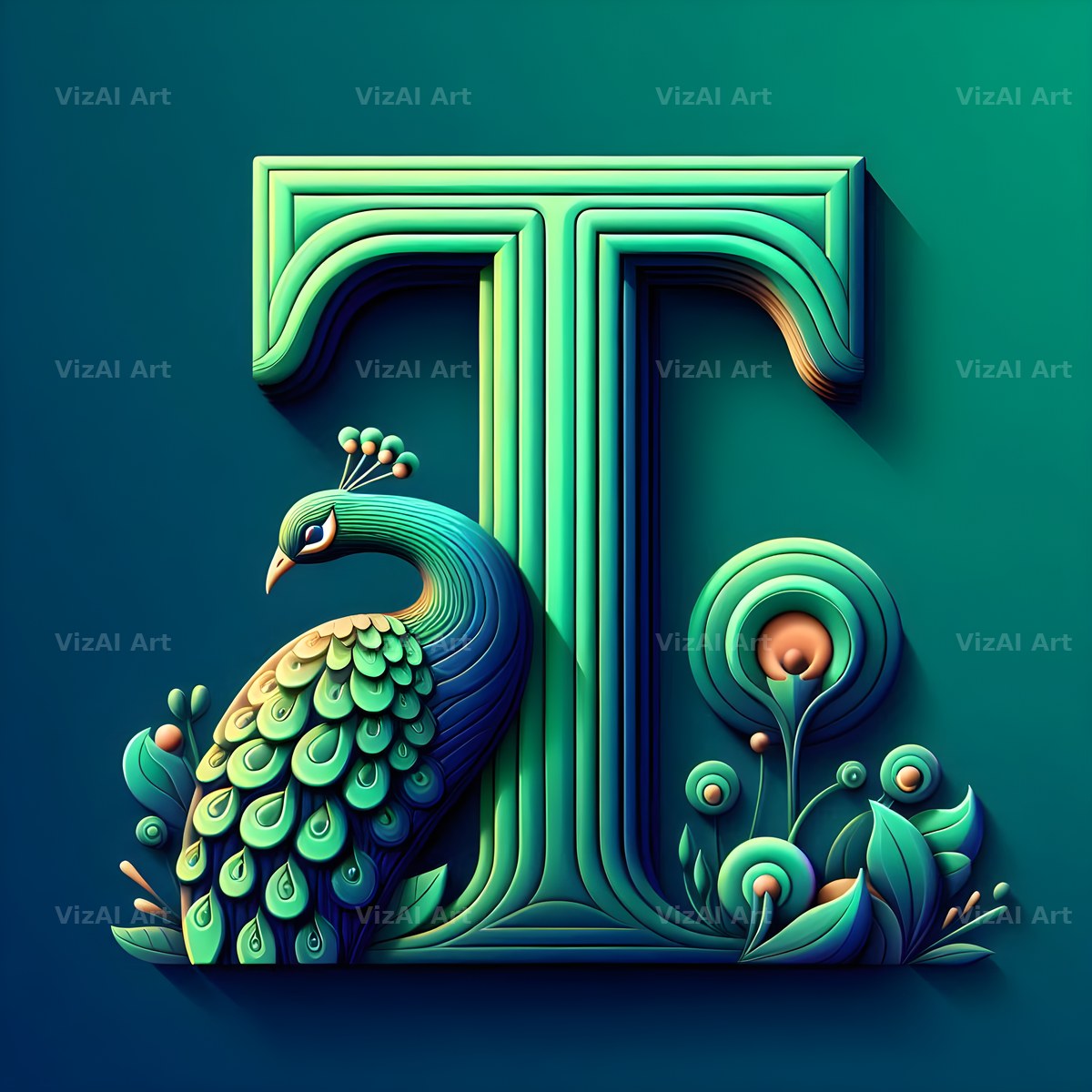 Peacock alphabet letter T