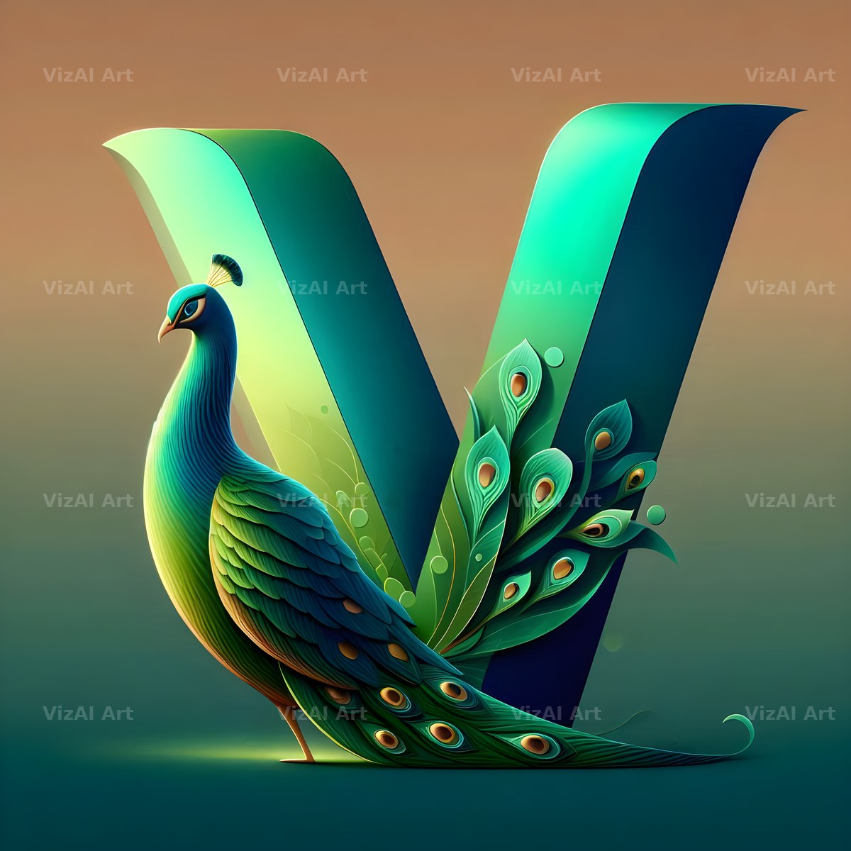 Peacock alphabet letter V