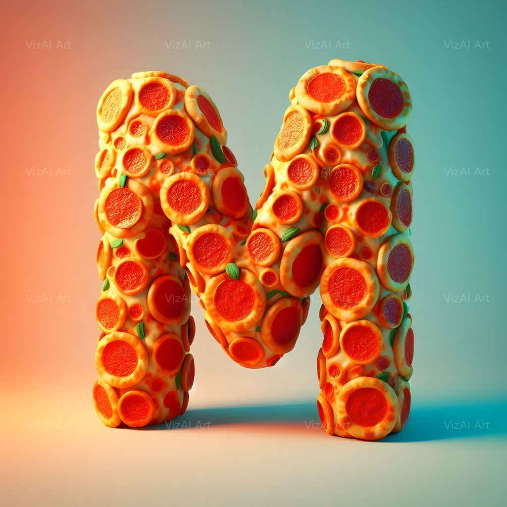 Pizza alphabet letter M