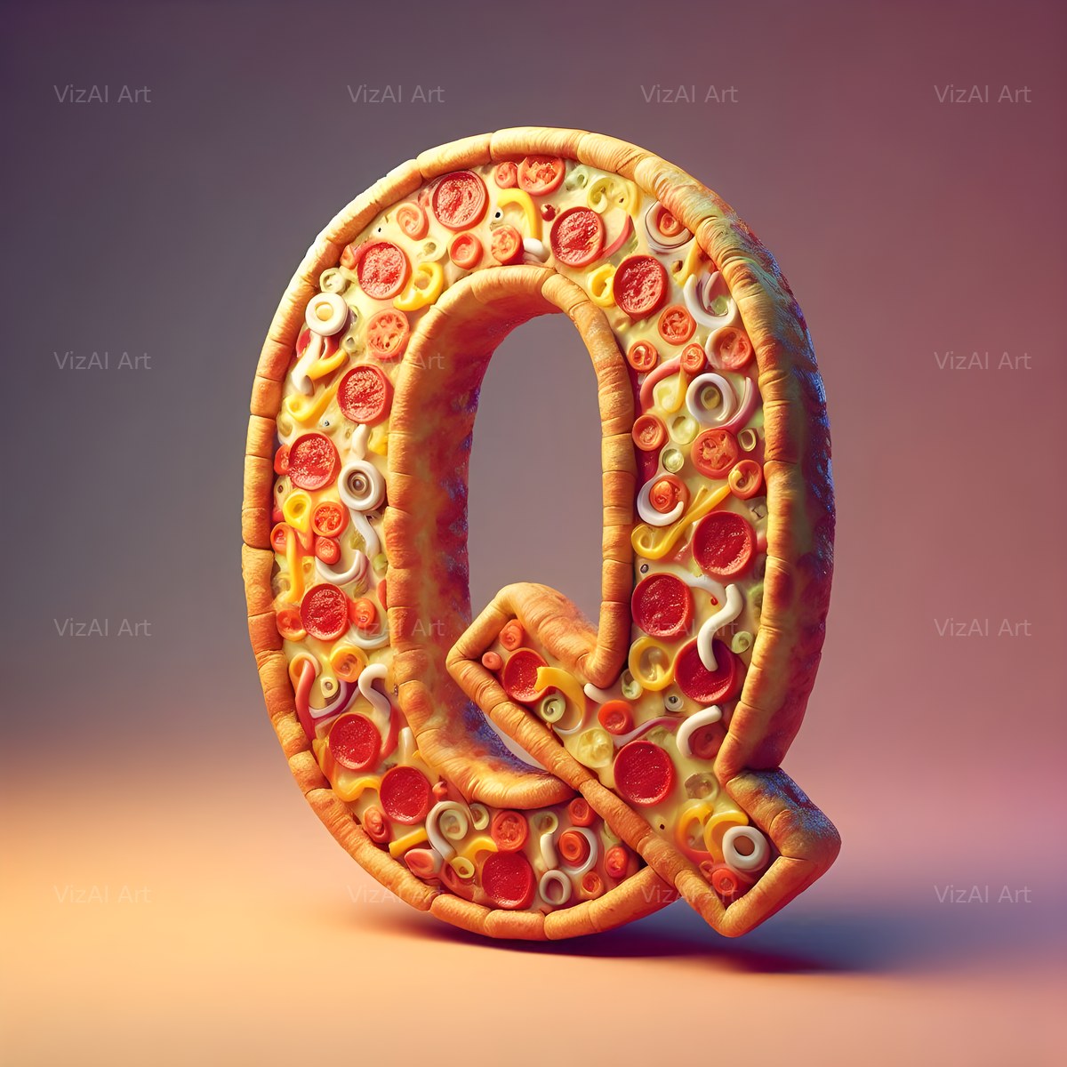 Pizza alphabet letter Q