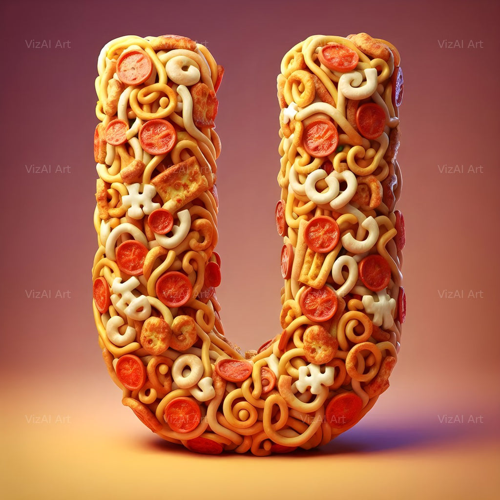 Pizza alphabet letter U