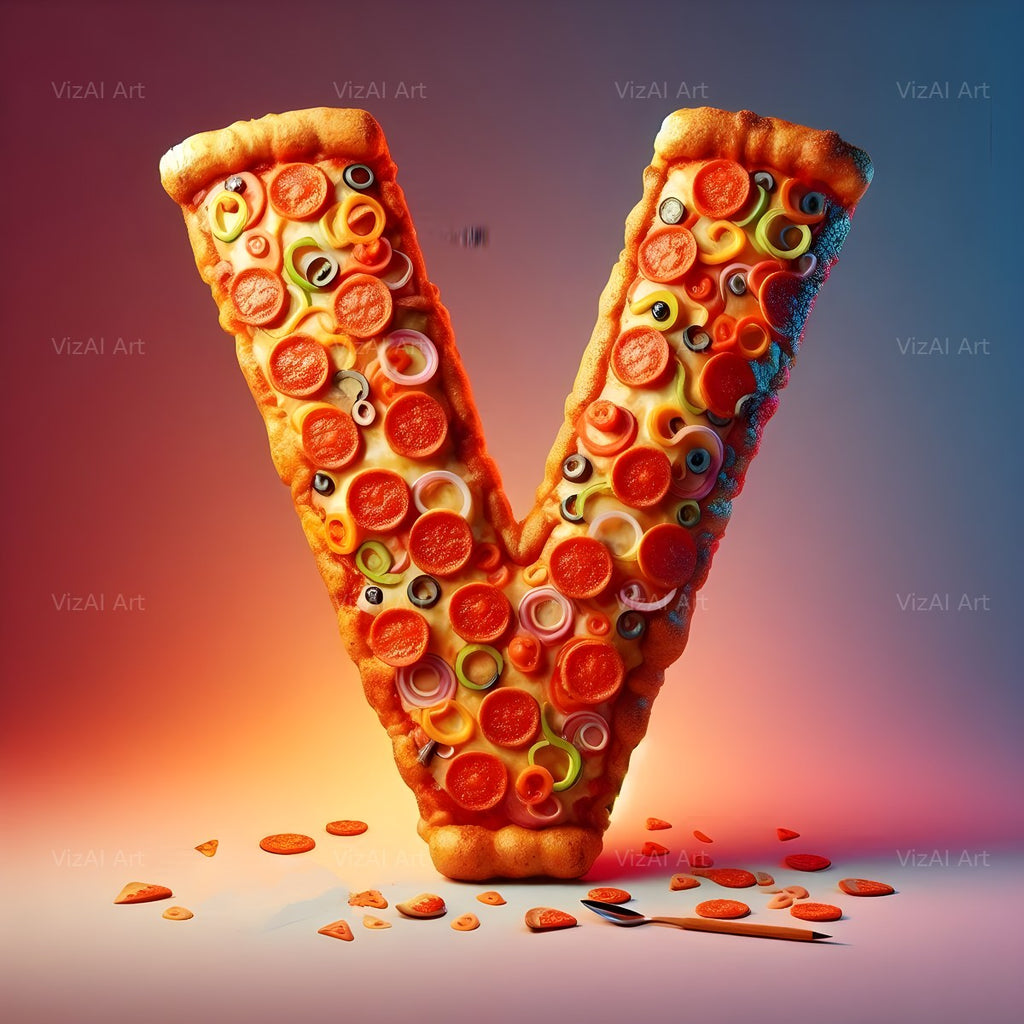Pizza alphabet letter V