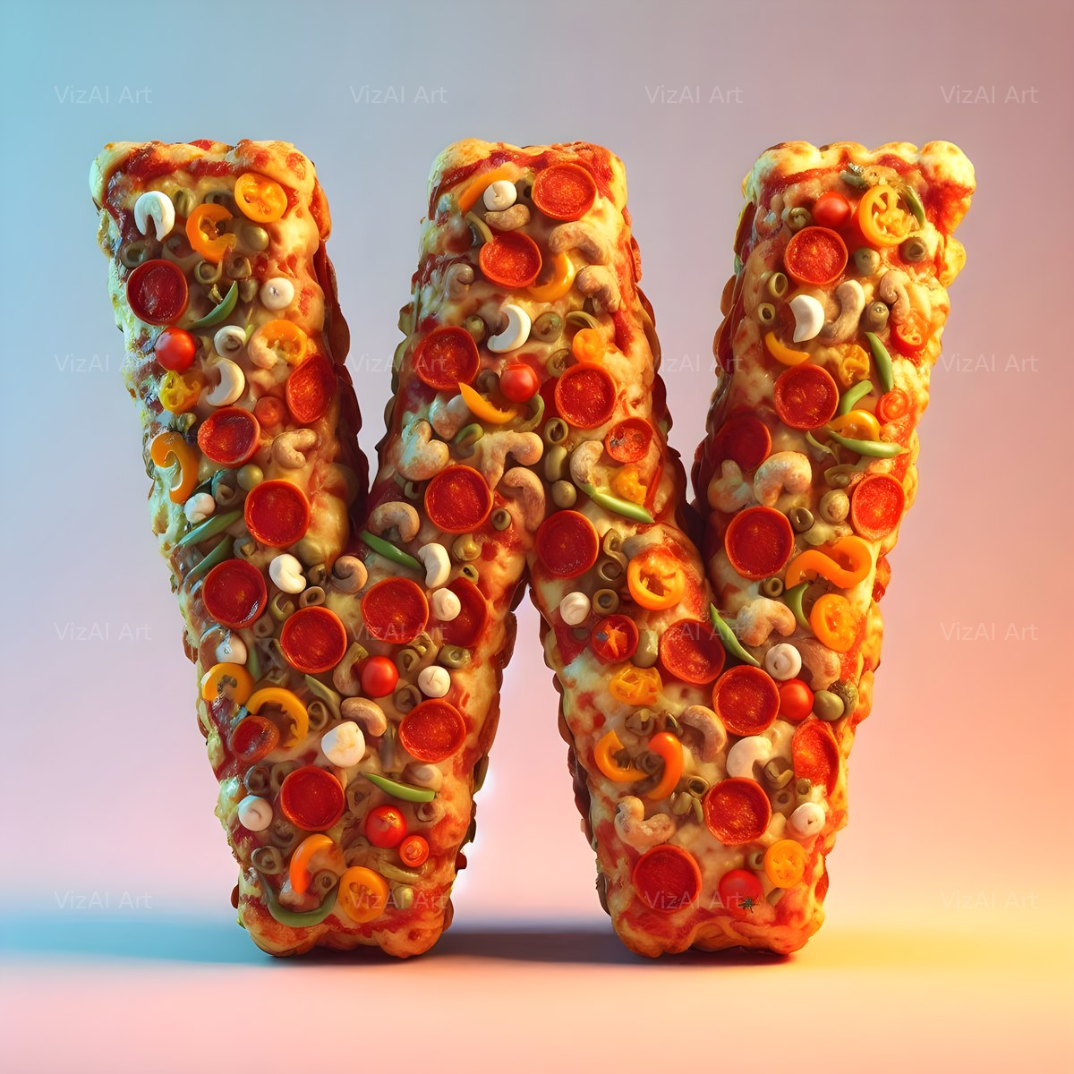 Pizza alphabet letter W