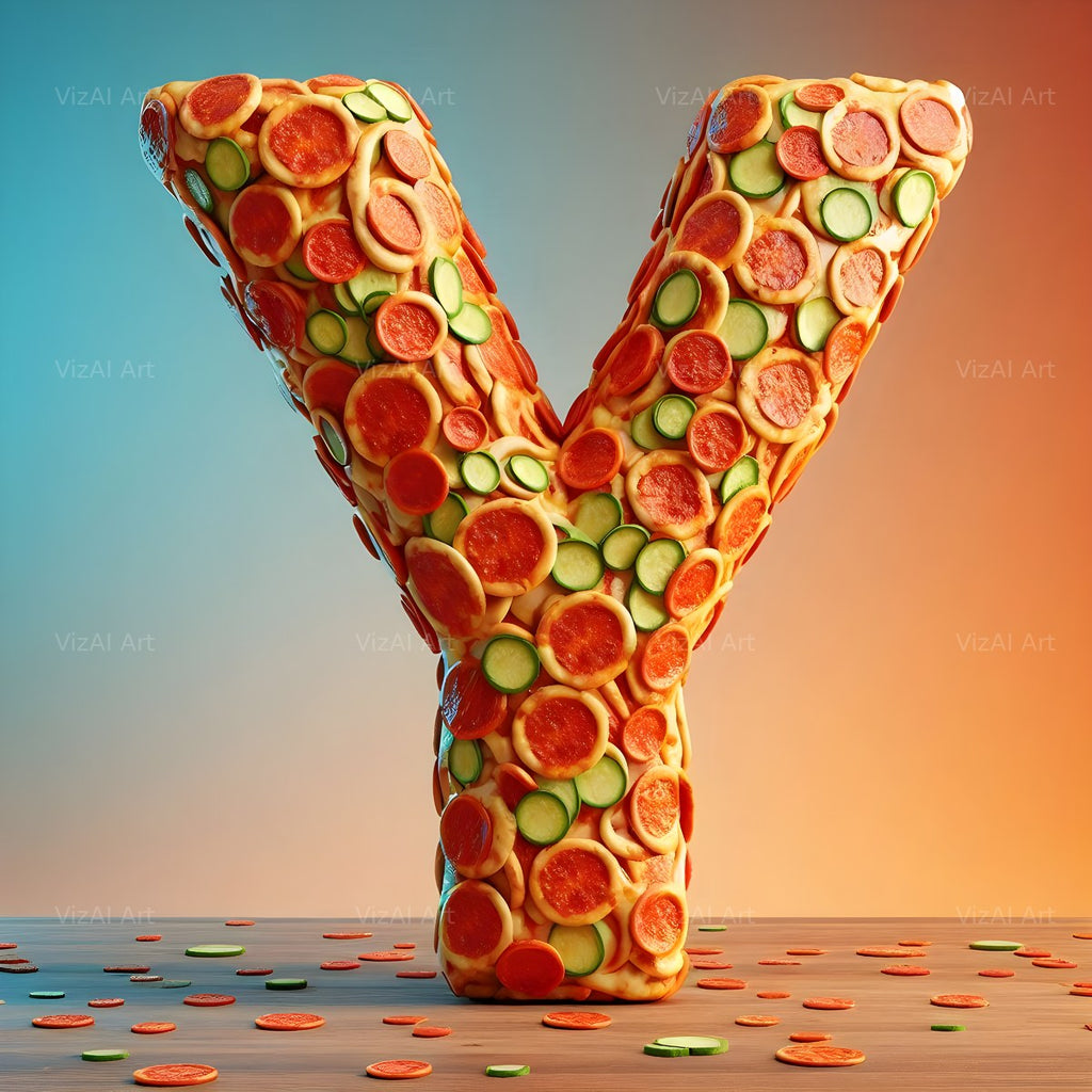 Pizza alphabet letter Y
