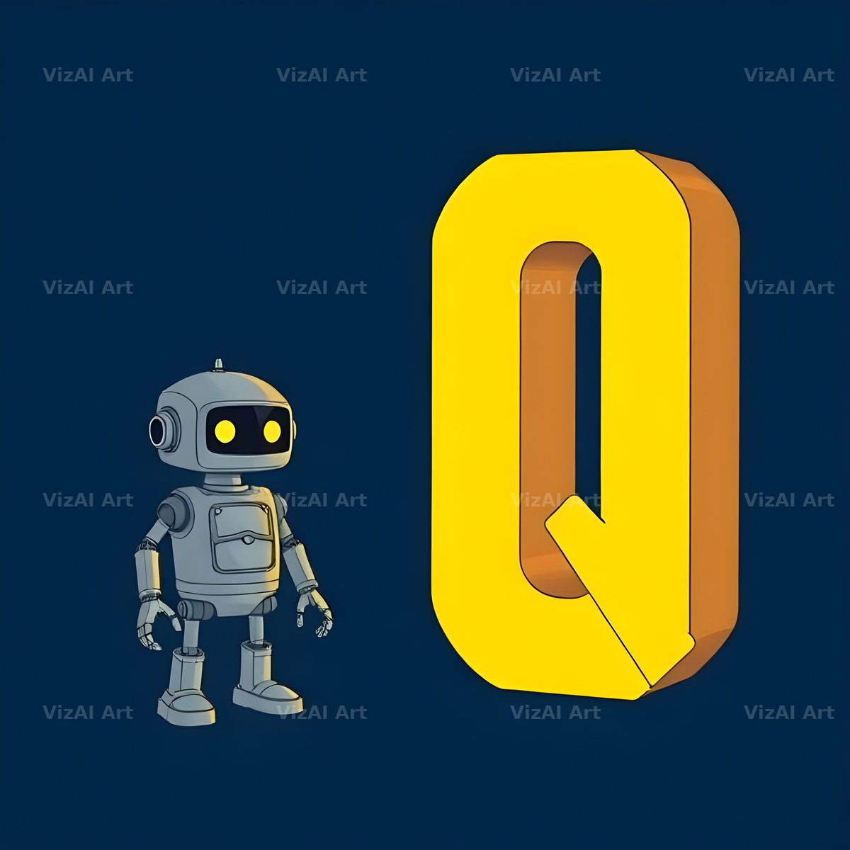 Robot alphabet letter Q