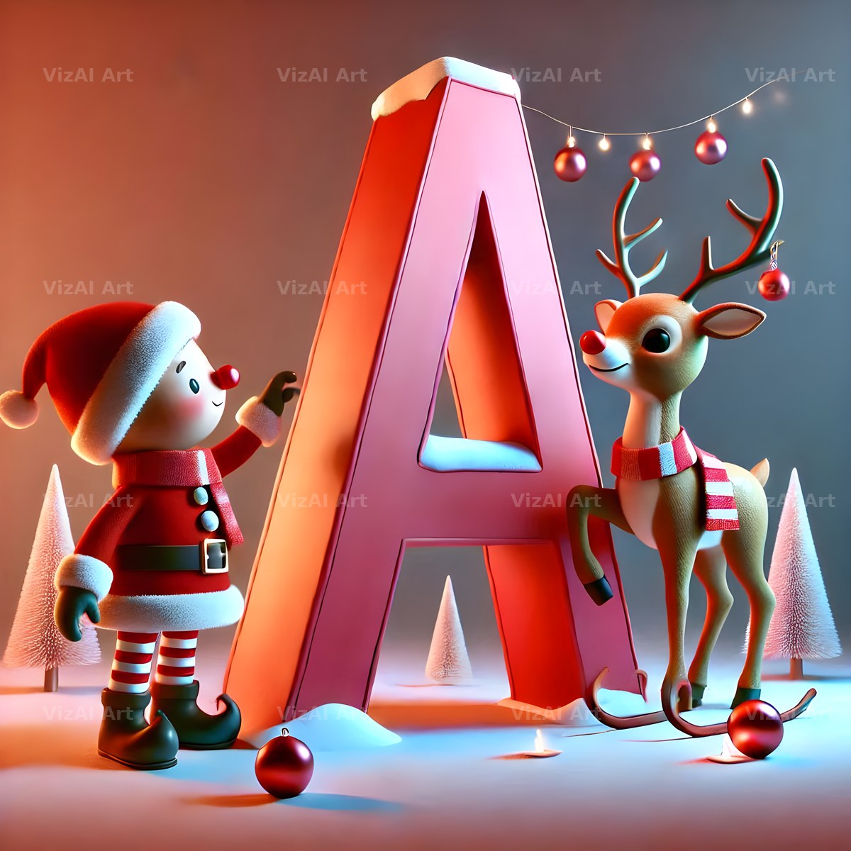 Reindeer alphabet letter A