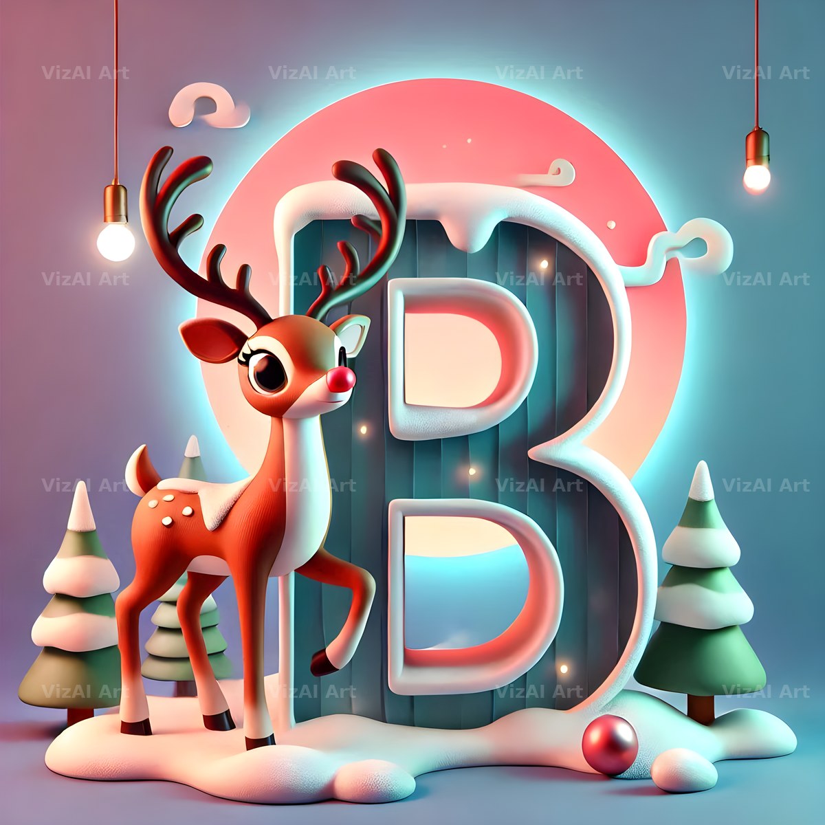 Reindeer alphabet letter B