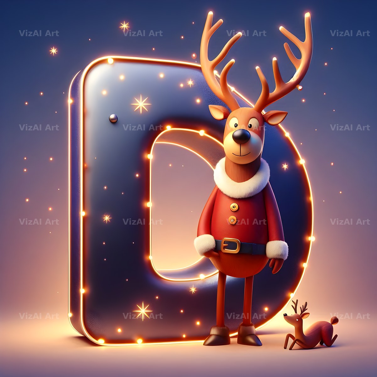 Reindeer alphabet letter D