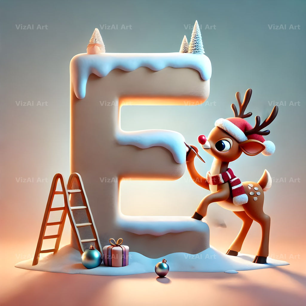 Reindeer alphabet letter E