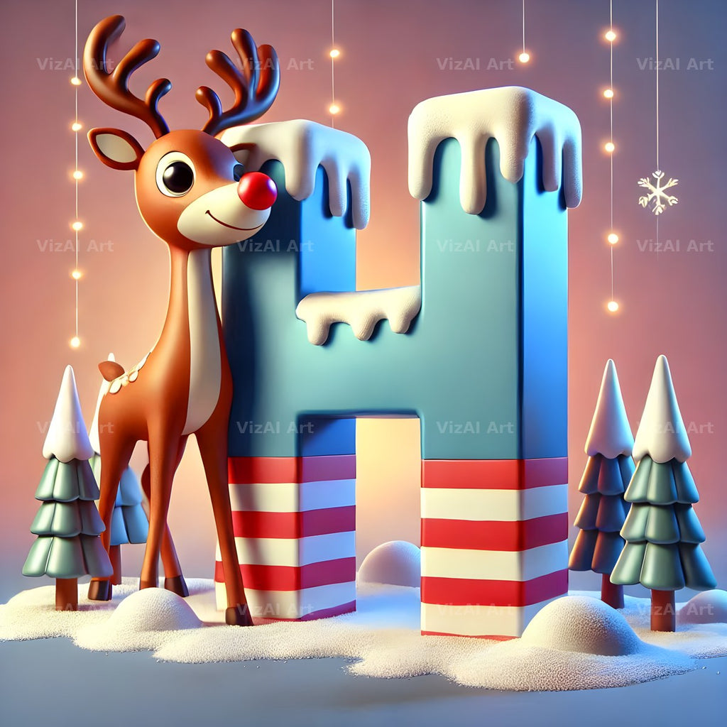 Reindeer alphabet letter H