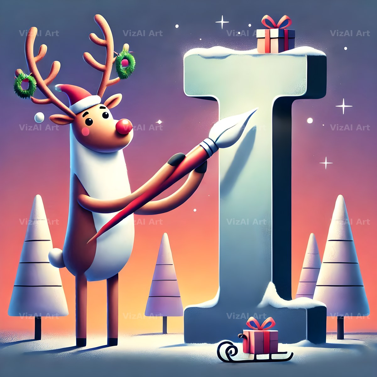 Reindeer alphabet letter I