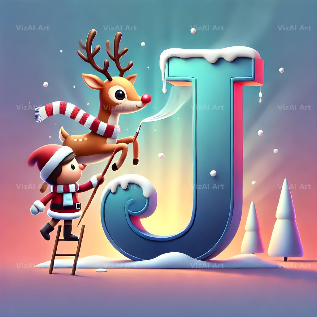 Reindeer alphabet letter J