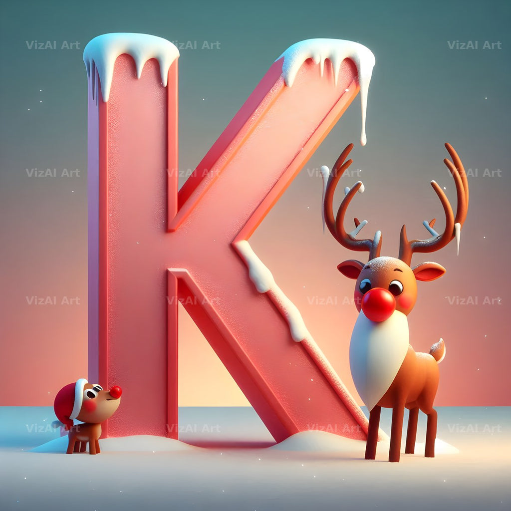 Reindeer alphabet letter K