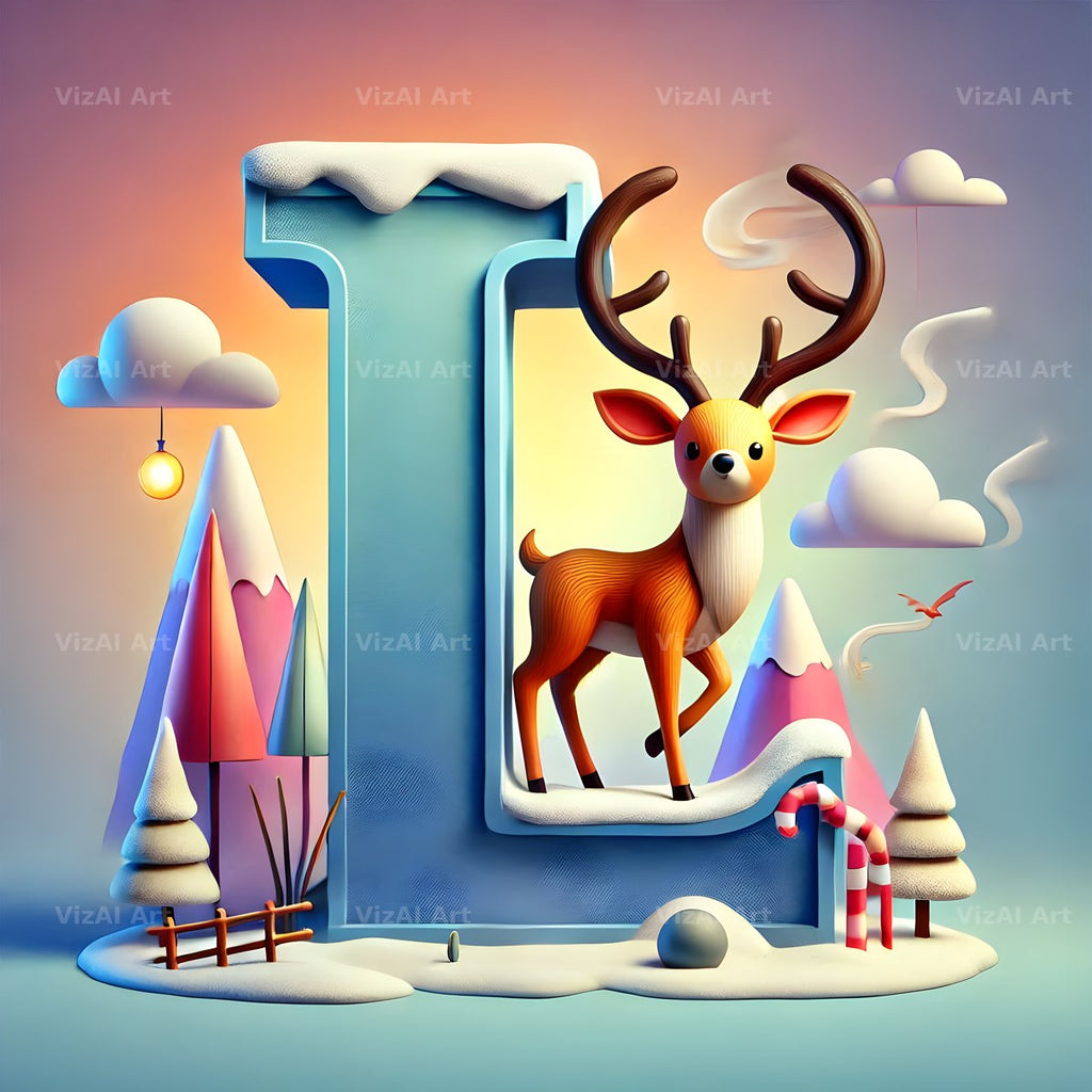 Reindeer alphabet letter L