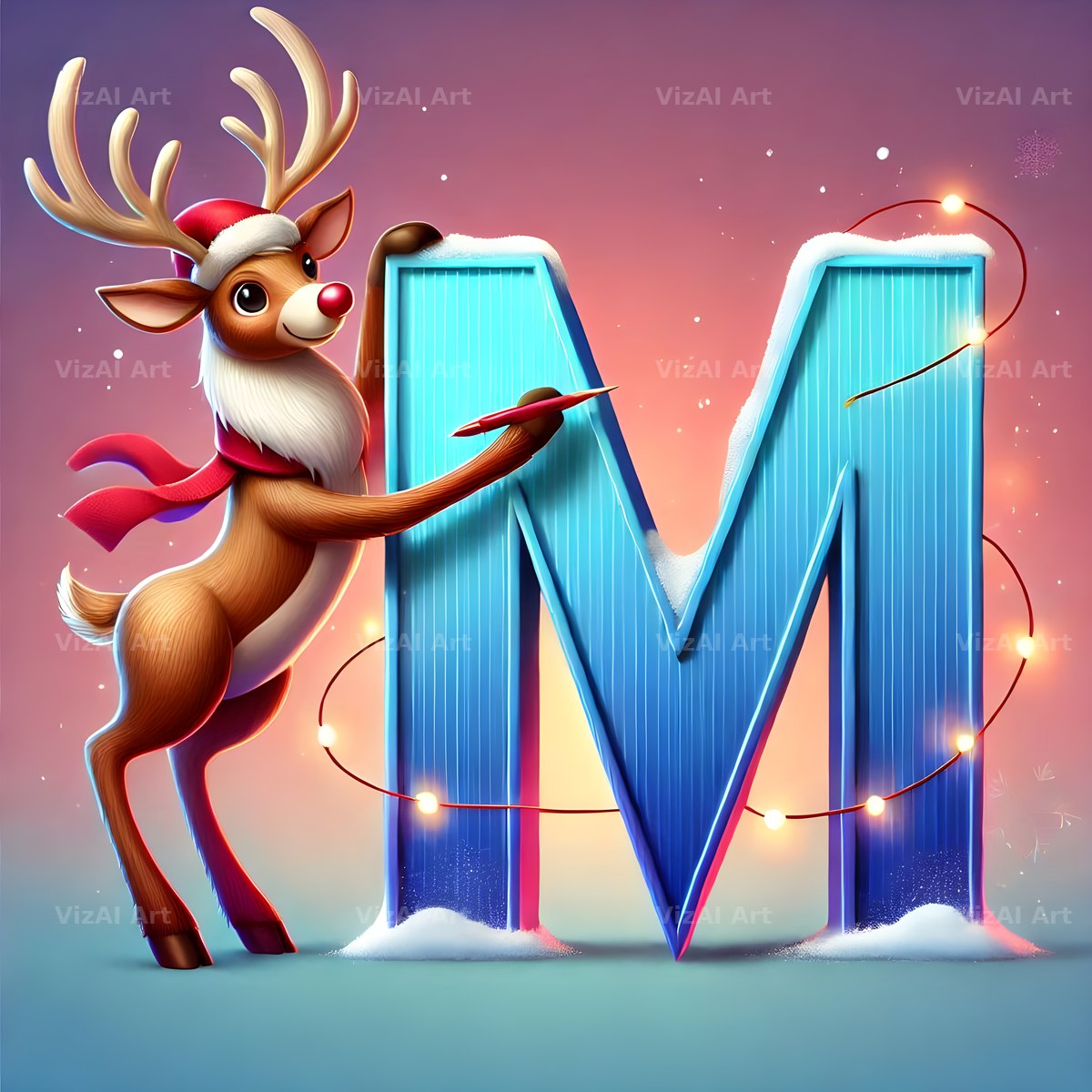Reindeer alphabet letter M