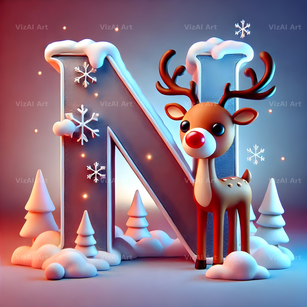 Reindeer alphabet letter N