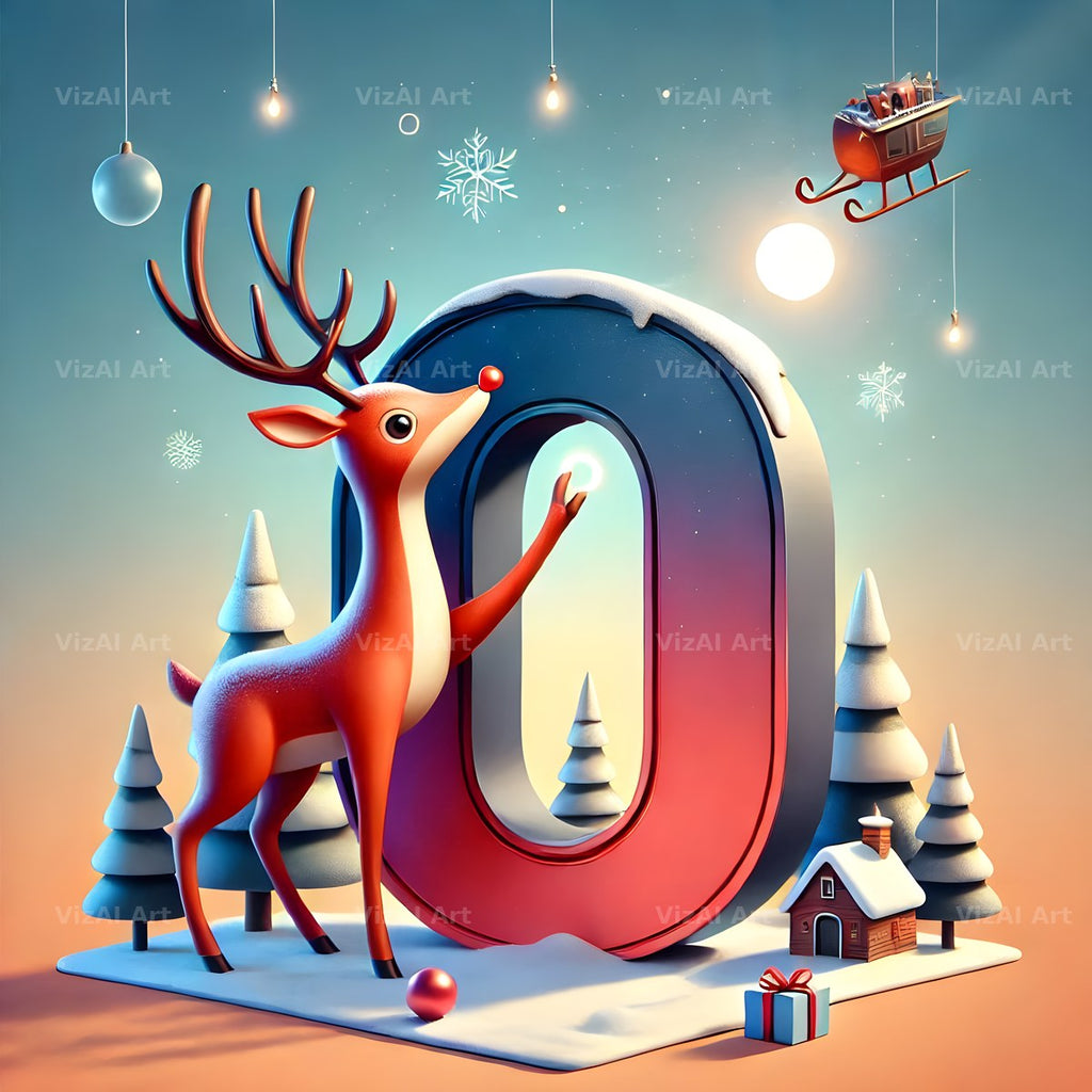 Reindeer alphabet letter O