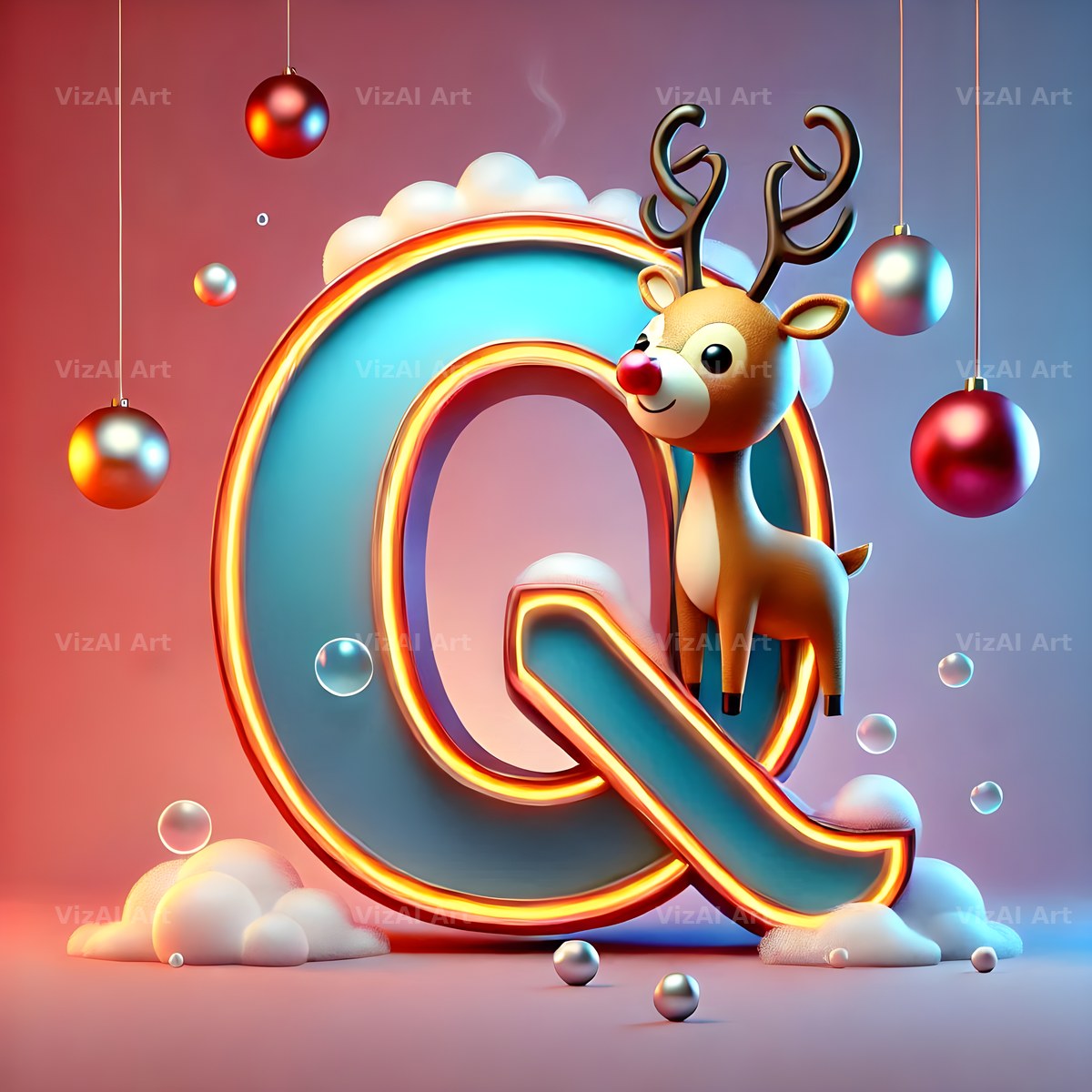 Reindeer alphabet letter Q