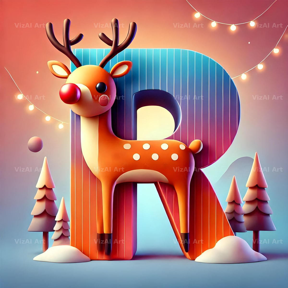 Reindeer alphabet letter R