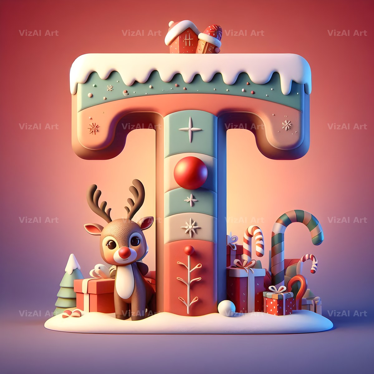 Reindeer alphabet letter T