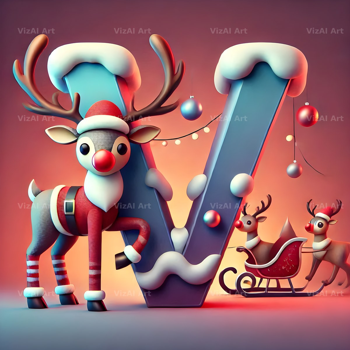 Reindeer alphabet letter V