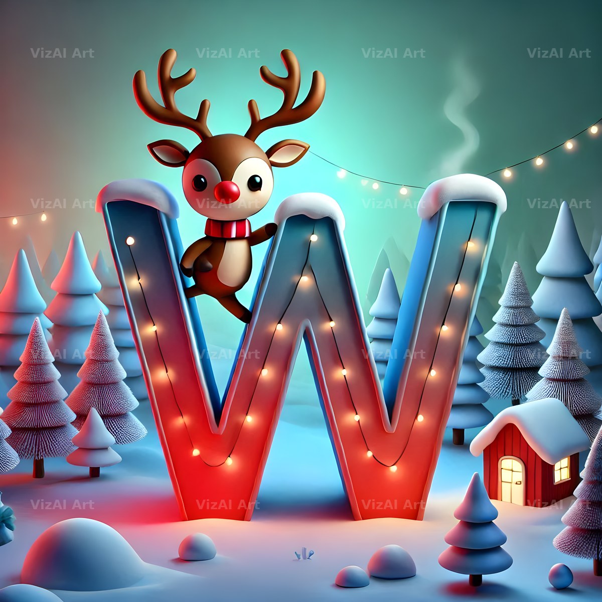 Reindeer alphabet letter W
