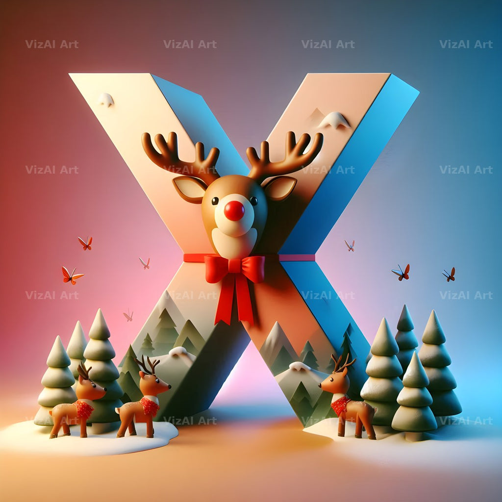 Reindeer alphabet letter X