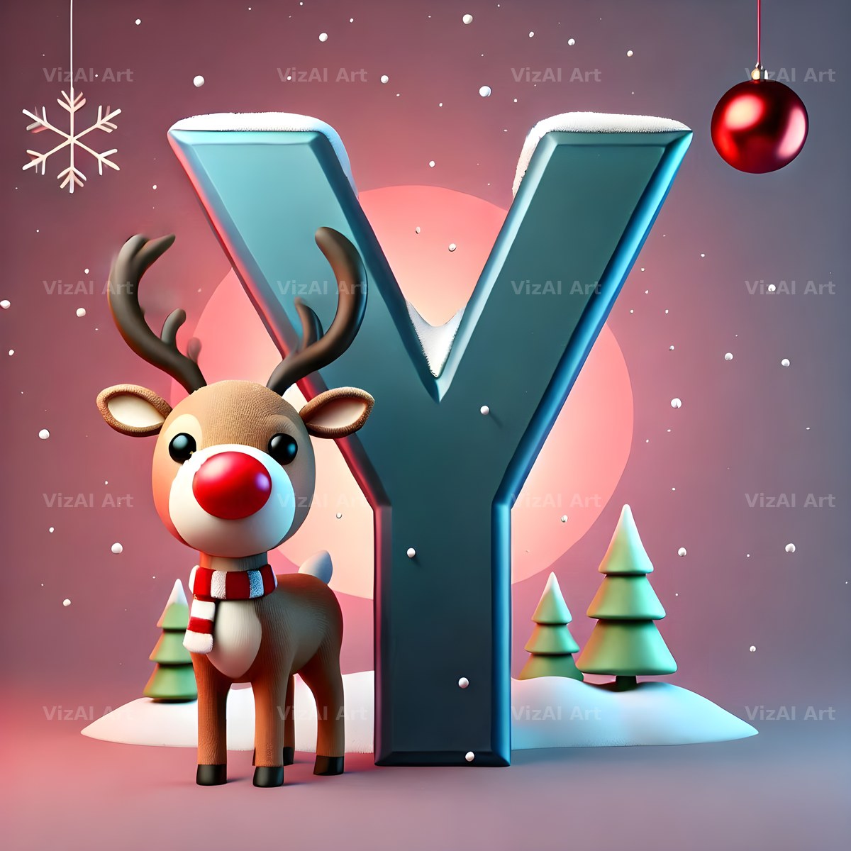 Reindeer alphabet letter Y