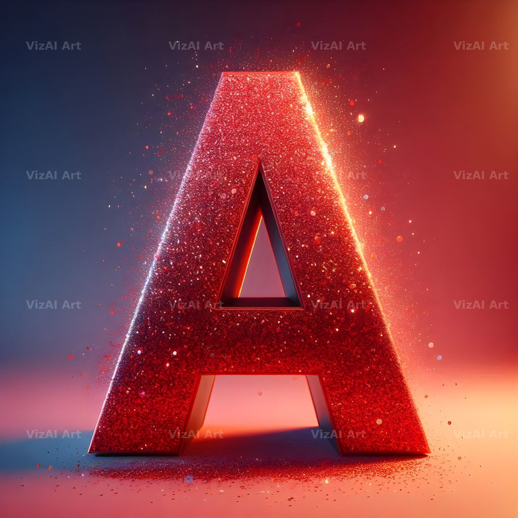 Red Glitter alphabet letter A