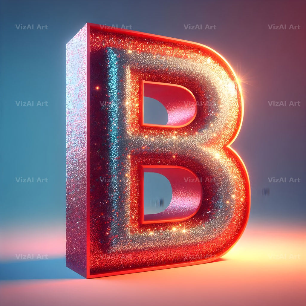 Red Glitter alphabet letter B