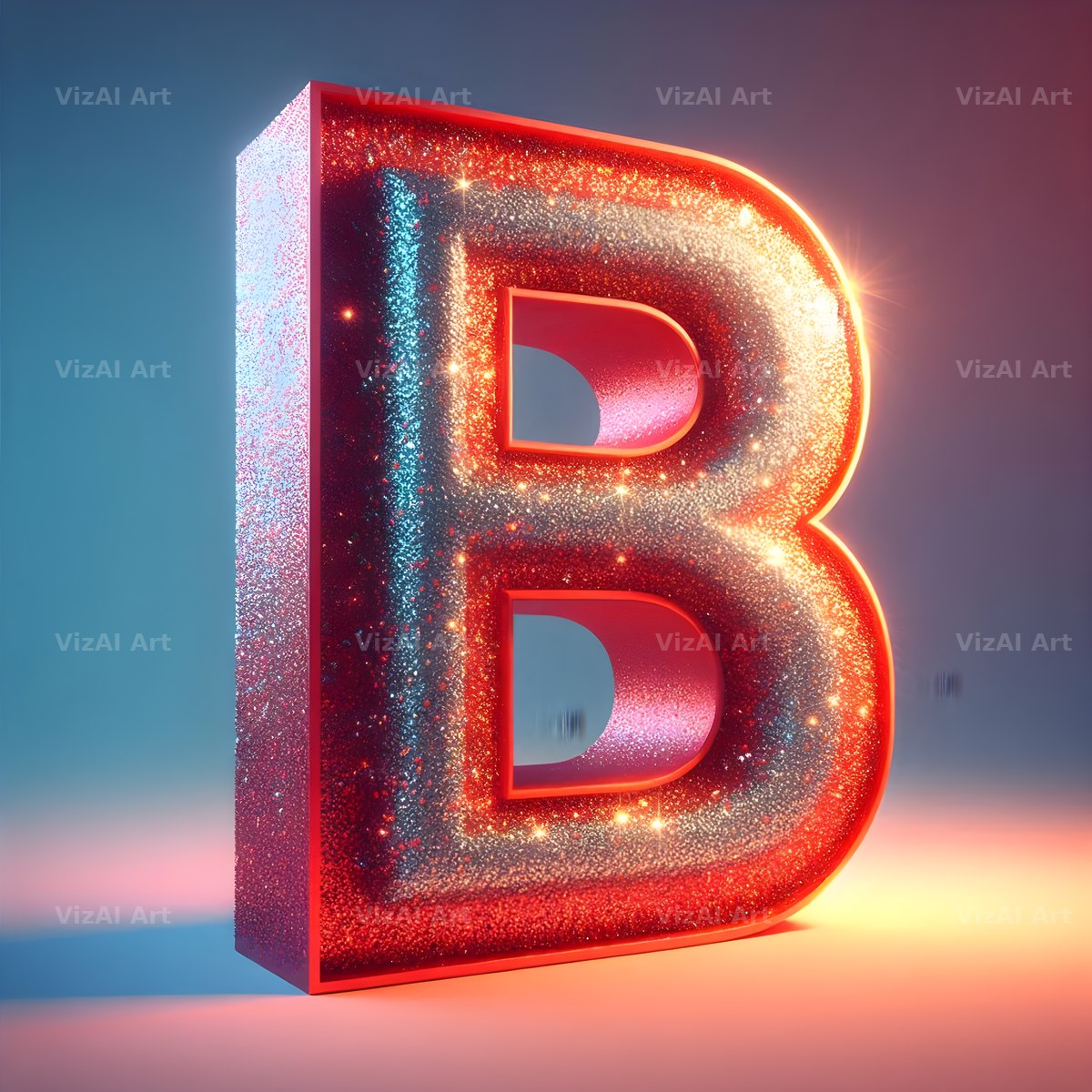 Red Glitter alphabet letter B