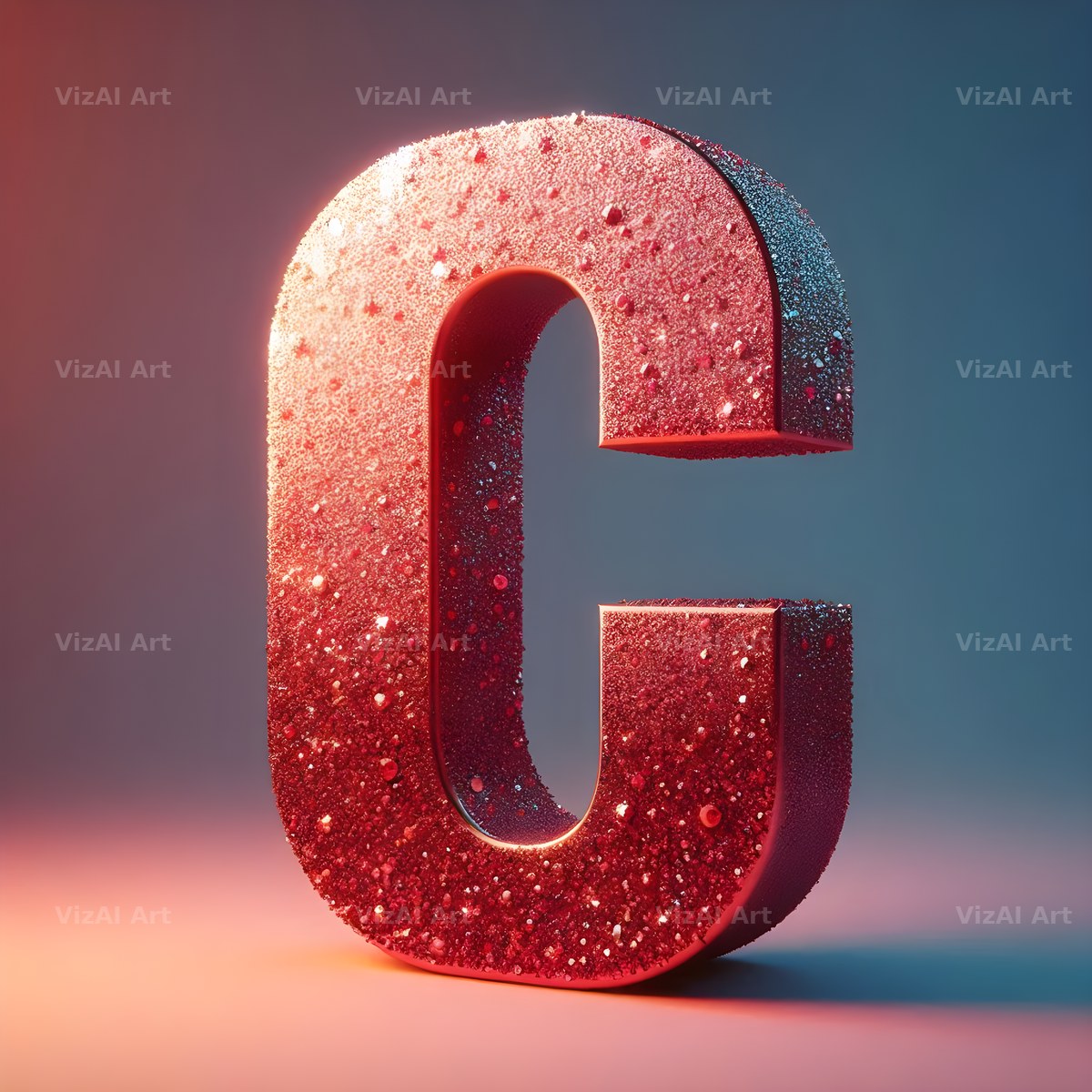 Red Glitter alphabet letter C