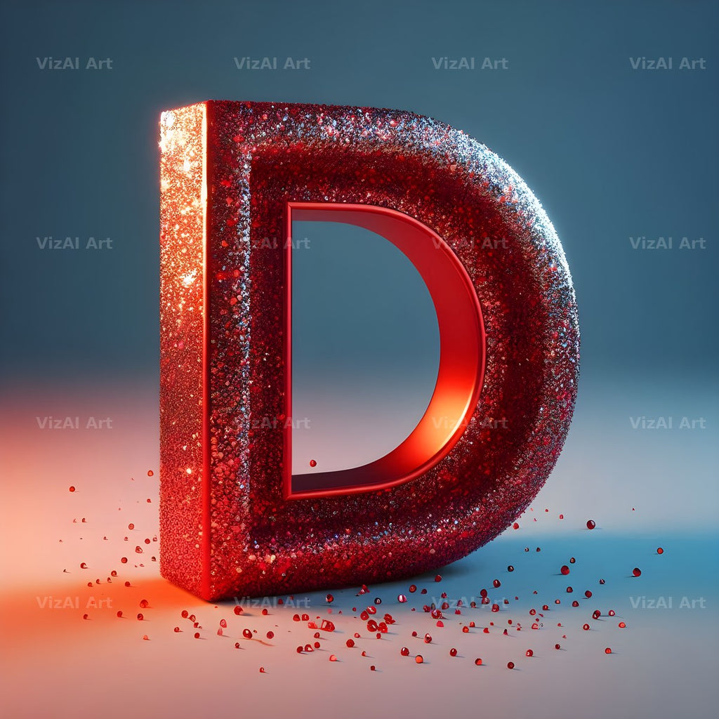 Red Glitter alphabet letter D