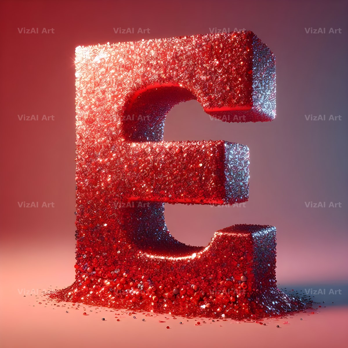 Red Glitter alphabet letter E