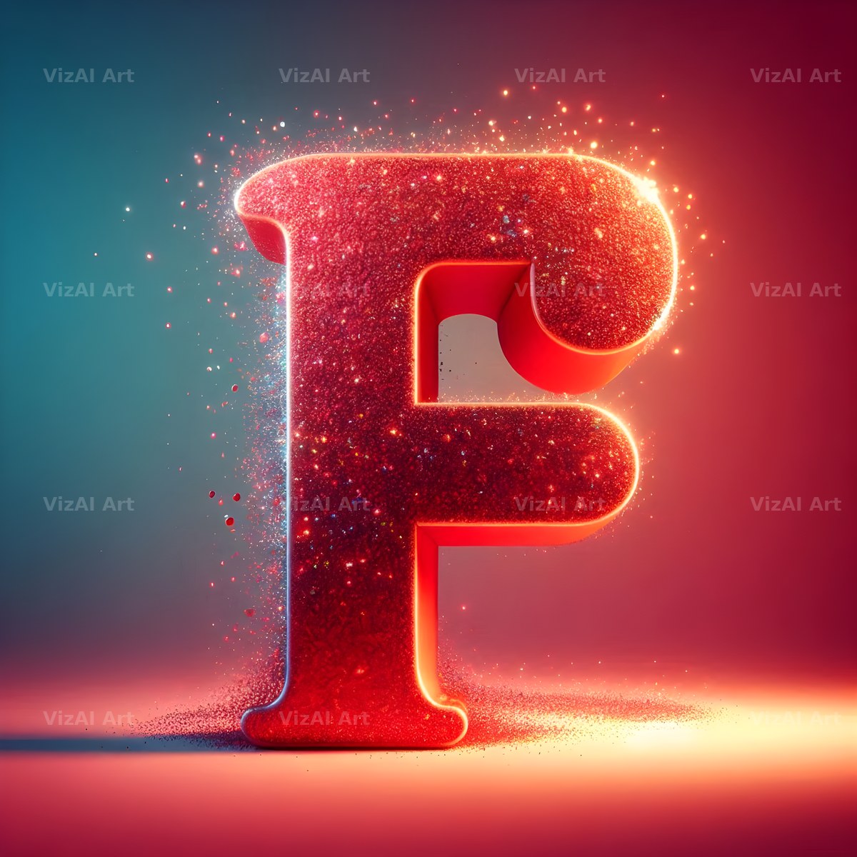 Red Glitter alphabet letter F