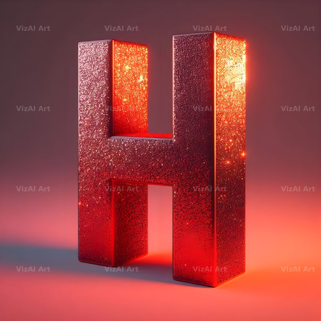 Red Glitter alphabet letter H