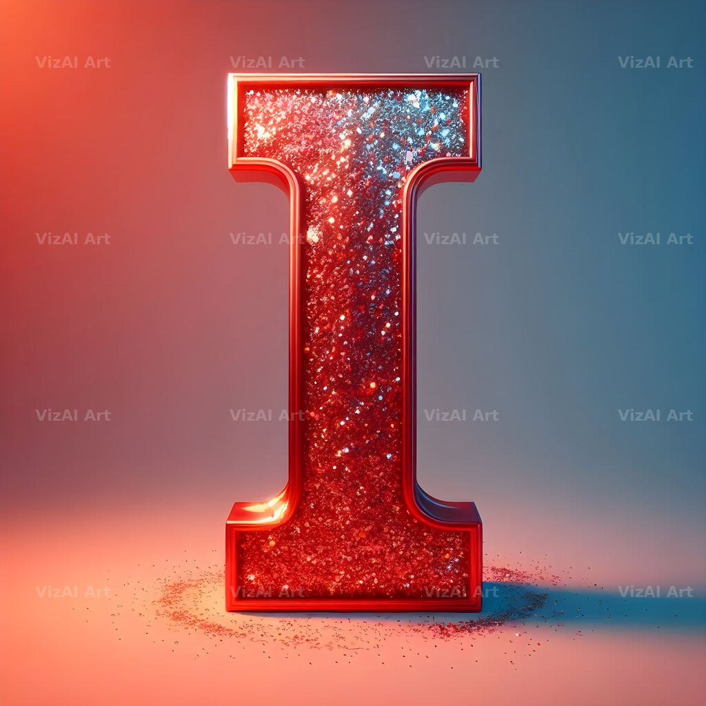 Red Glitter alphabet letter I