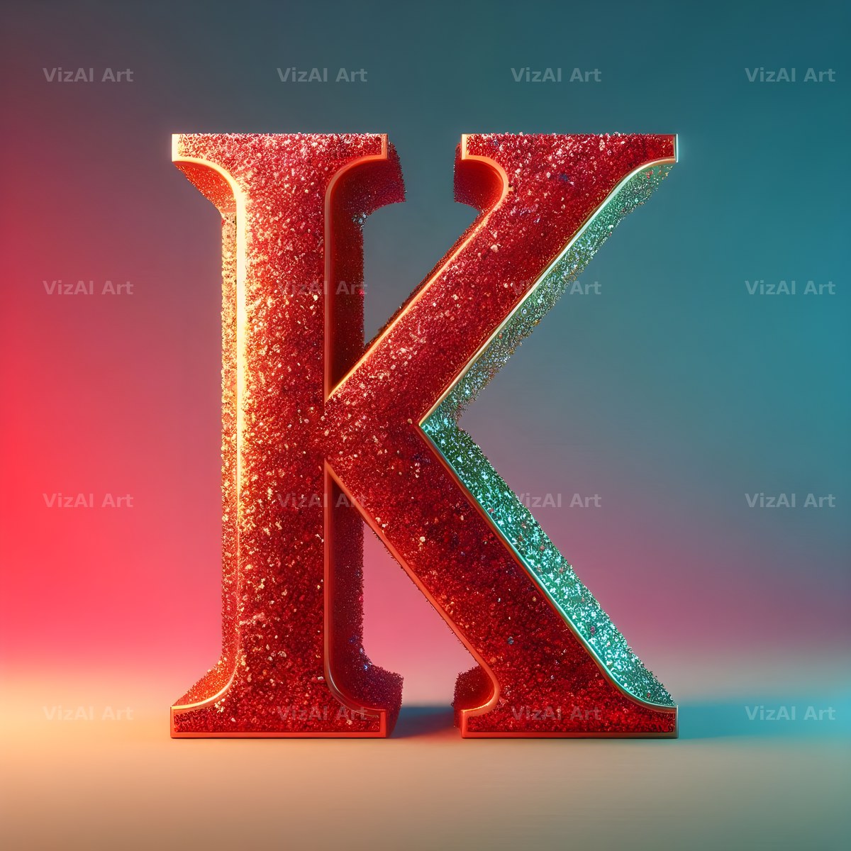 Red Glitter alphabet letter K