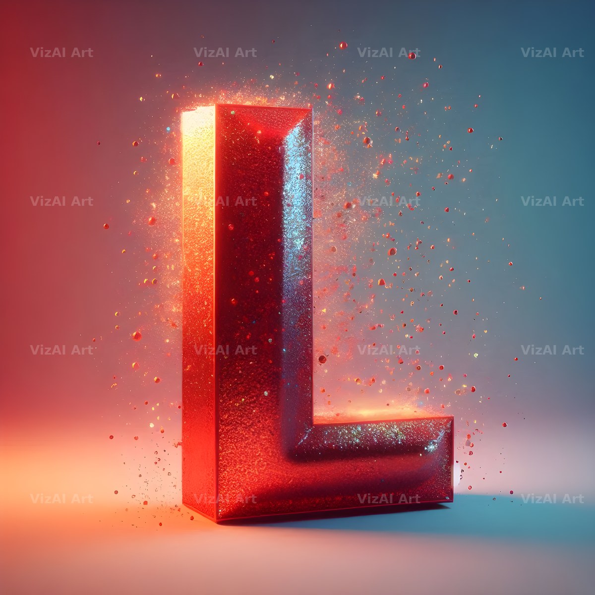 Red Glitter alphabet letter L