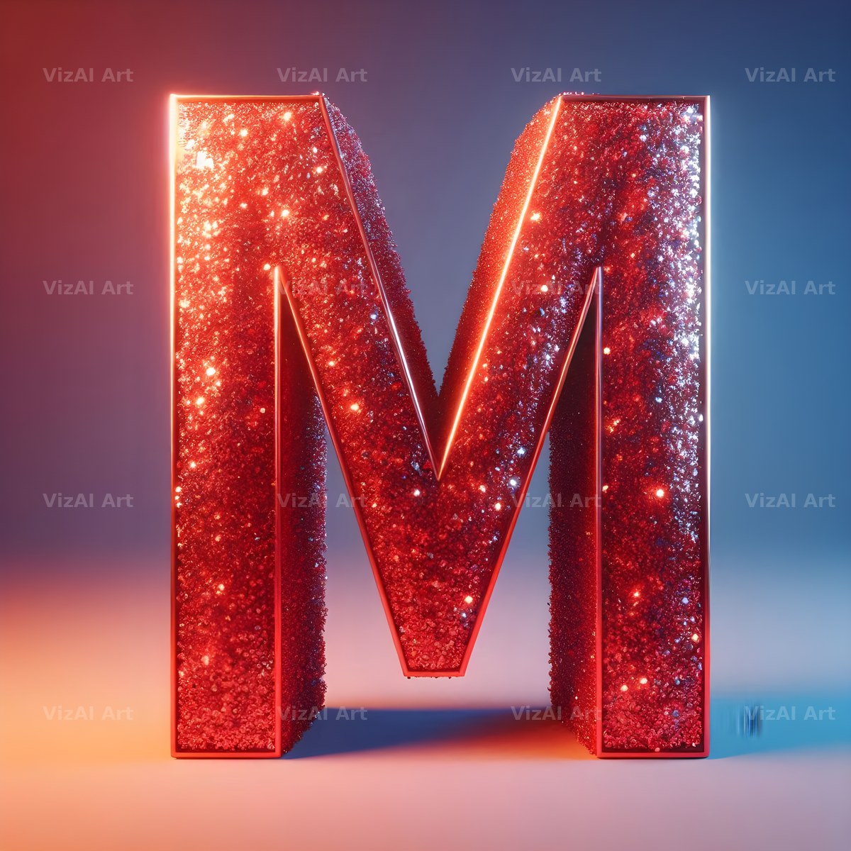 Red Glitter alphabet letter M