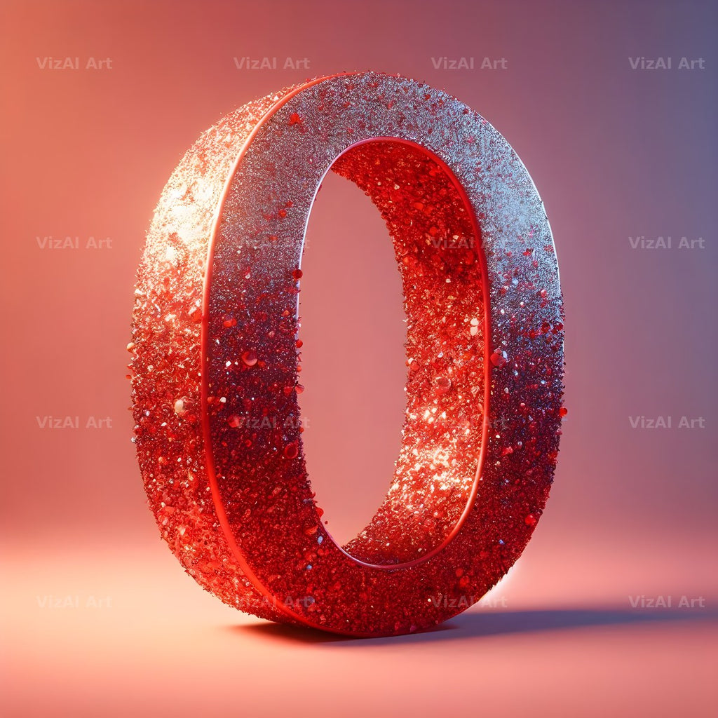 Red Glitter alphabet letter O