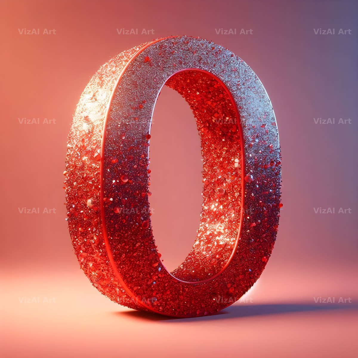 Red Glitter alphabet letter O