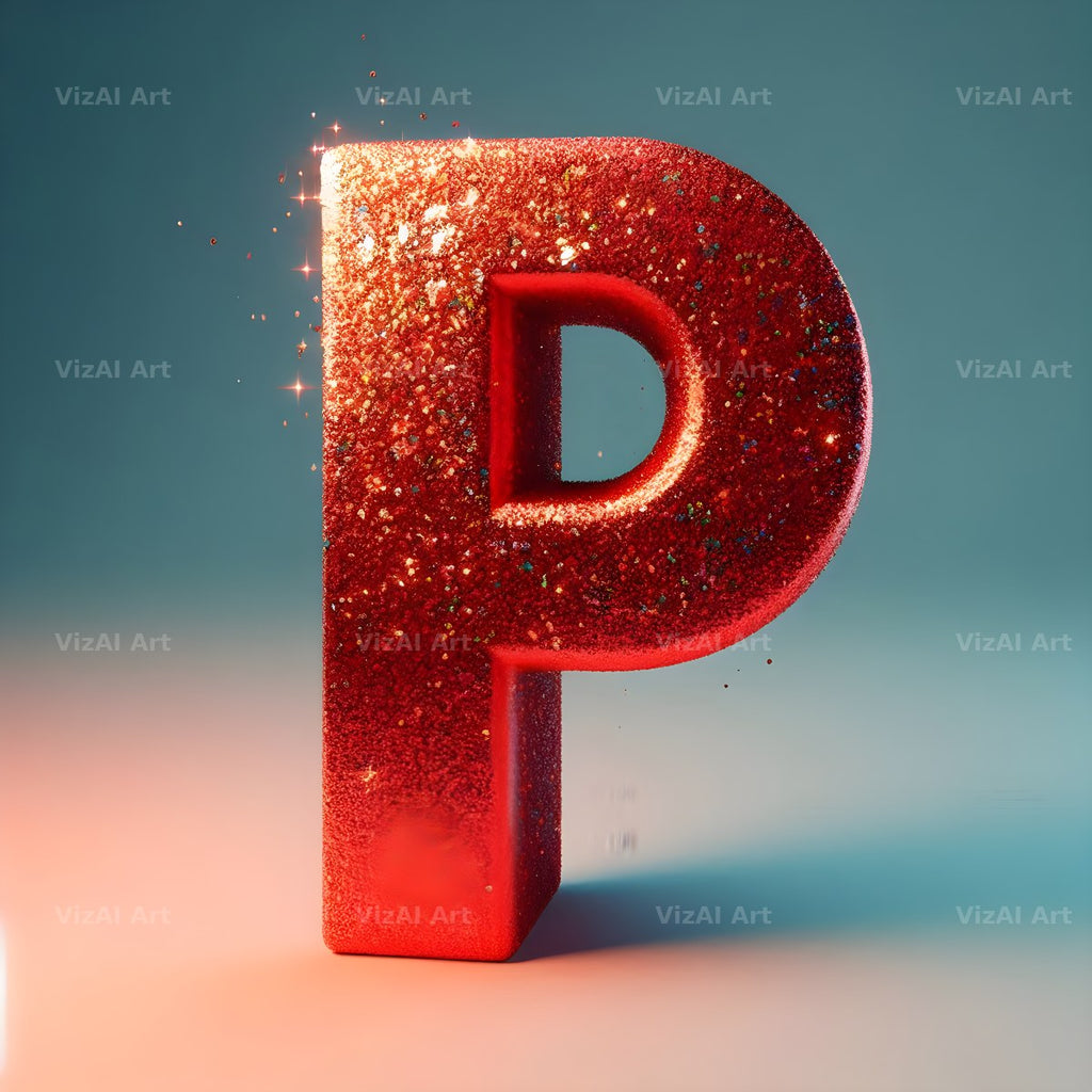 Red Glitter alphabet letter P