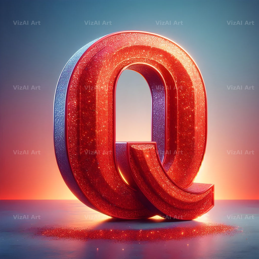 Red Glitter alphabet letter Q