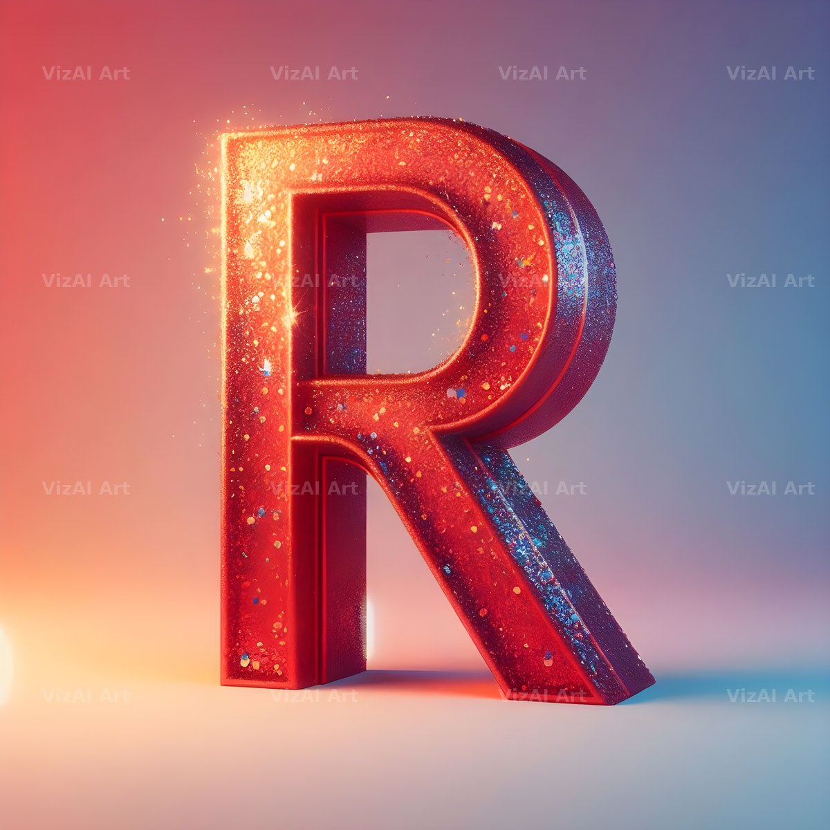 Red Glitter alphabet letter R