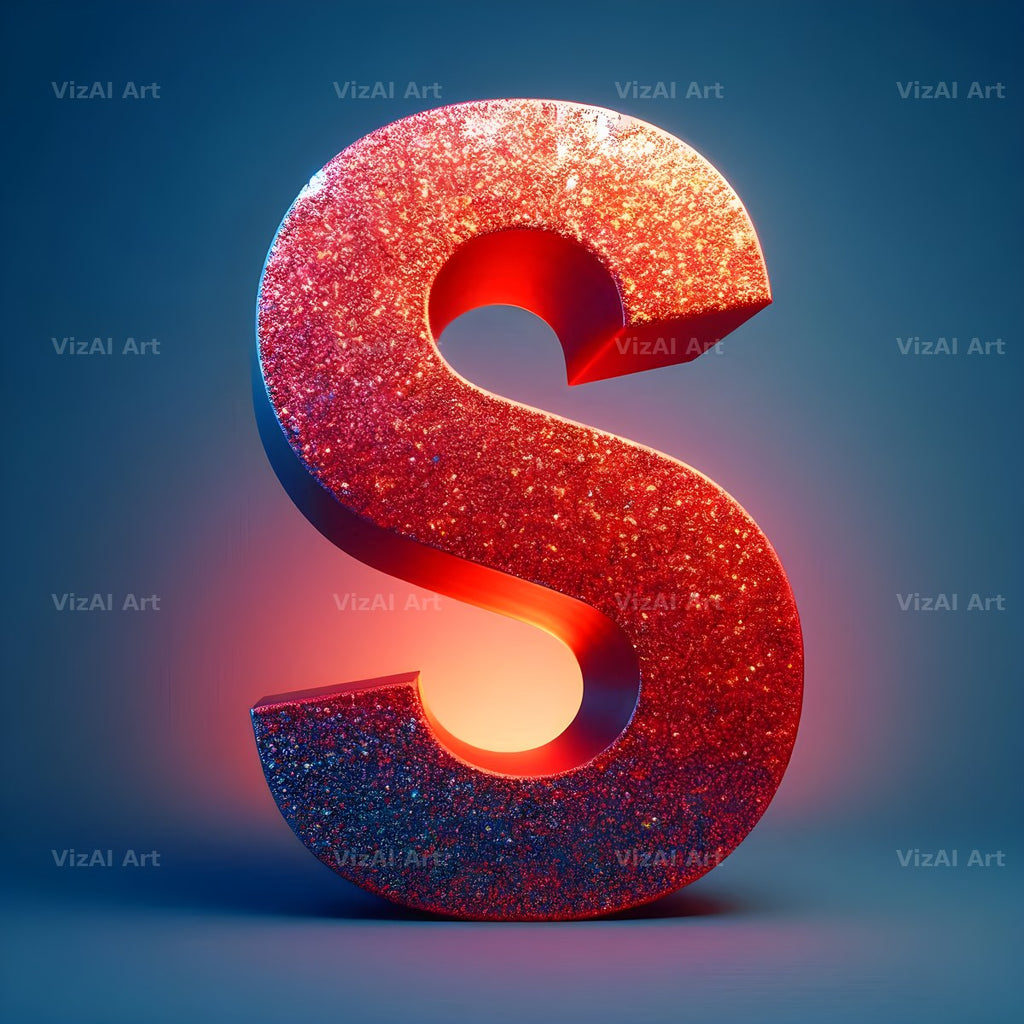 Red Glitter alphabet letter S