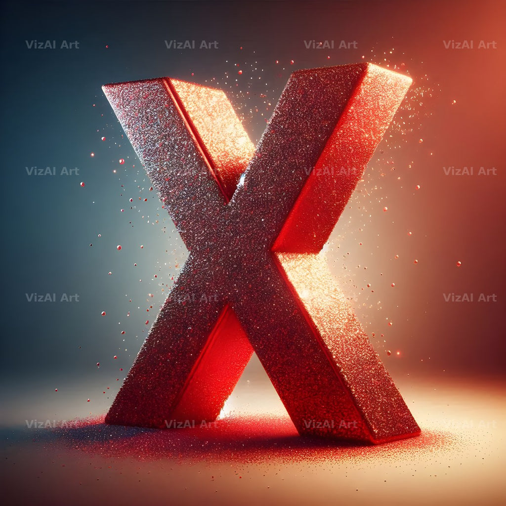 Red Glitter alphabet letter X