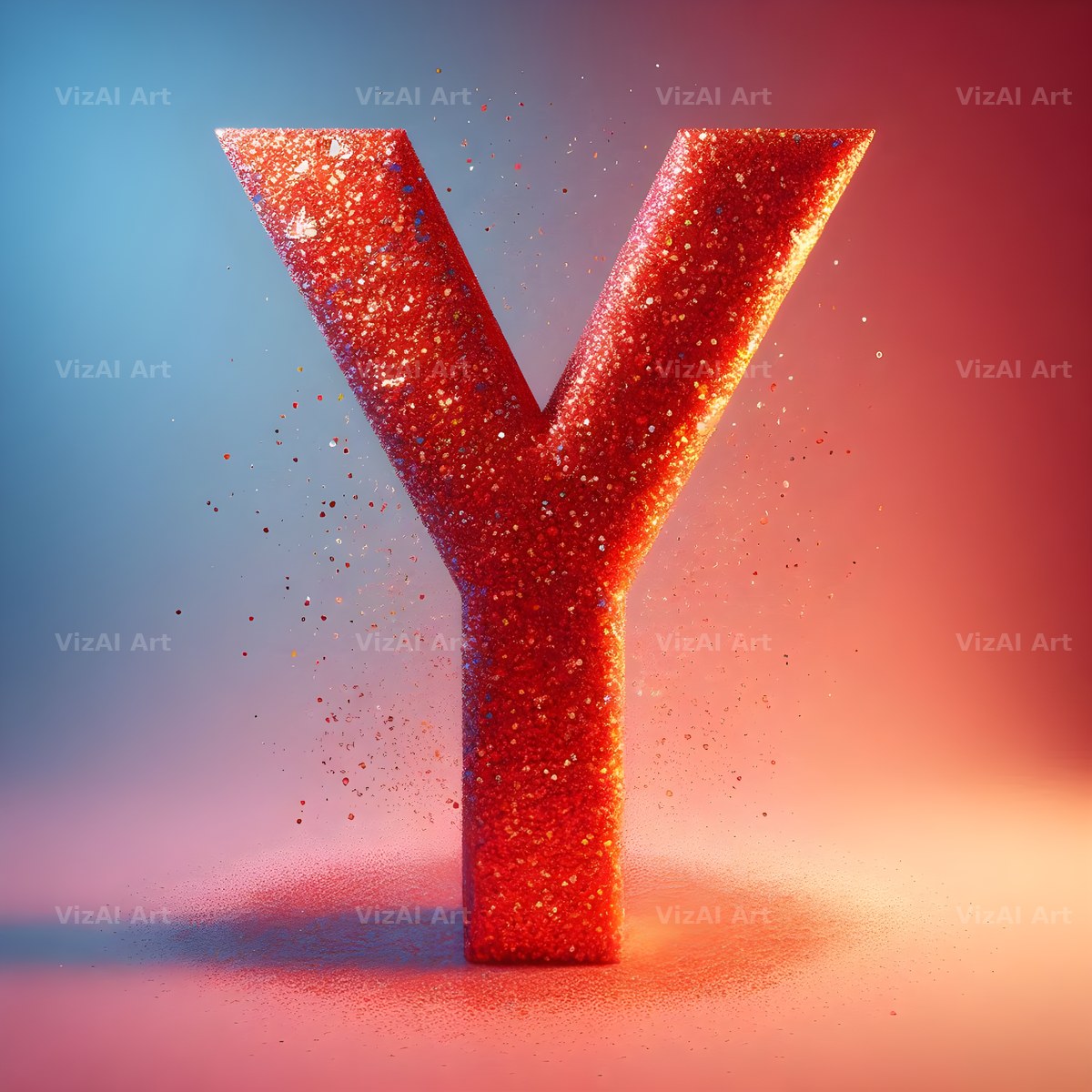 Red Glitter alphabet letter Y